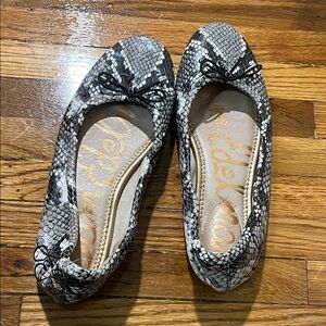 Sam Edelman Snake Print Flats with Bow Accent